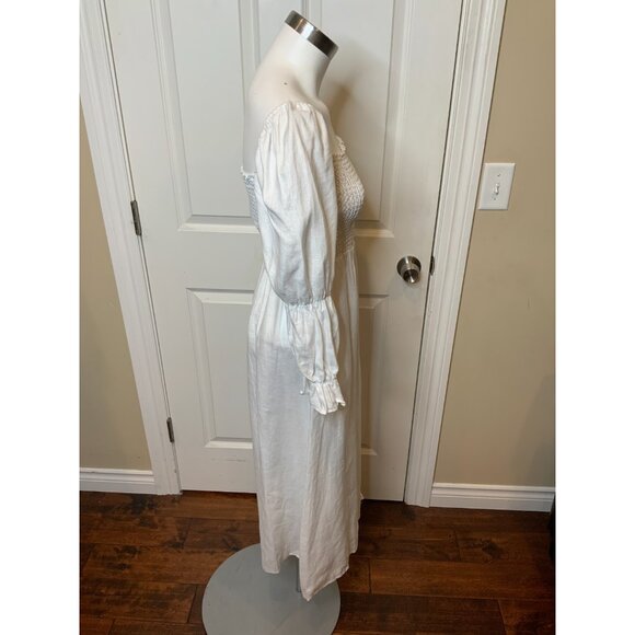 Reformation White Hyland Dress 100% Linen Off Shoulder Bohemian, Size S, NWT! - Picture 4 of 9
